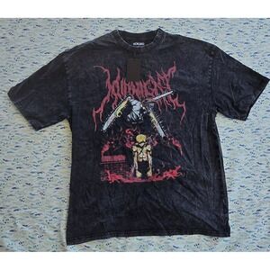 Hokuro Chainsaw Man Anime Graphic T-Shirt Mens XL Charcoal Mineral Wash New
